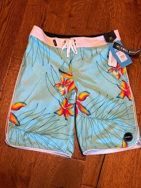 O’Neill Hyperfreak Board Shorts Men/Boy Size 27 Tropical Floral Surf Swim Trunks